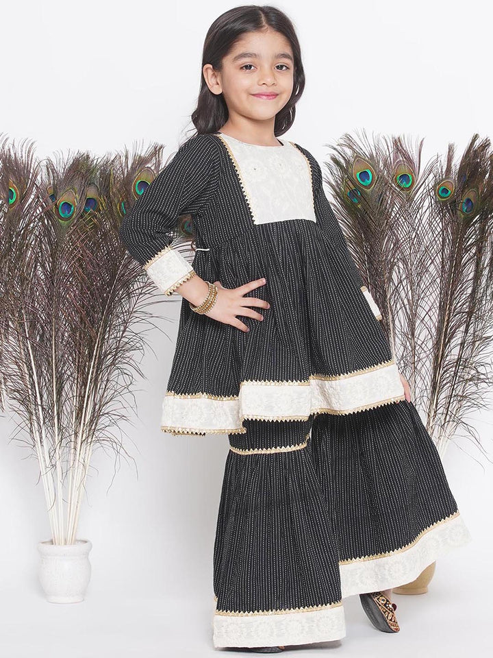 Frock Style Kurta with Floral Embroidery work and Sharara with Dupatta | SHOBITAM