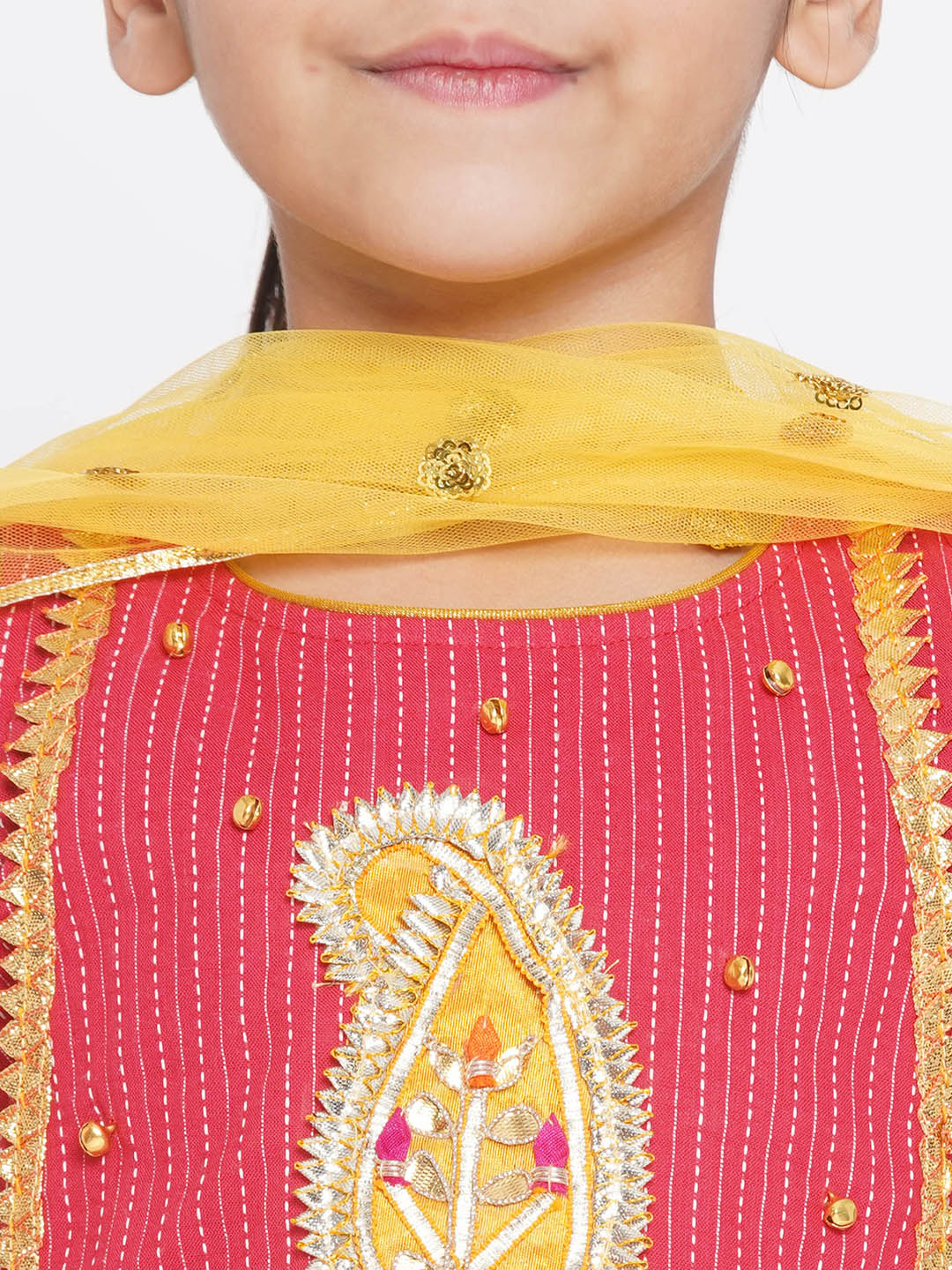 Jaipuri work Frock Style Kurta with Ghungroo and ambi buti-work with salwar | SHOBITAM