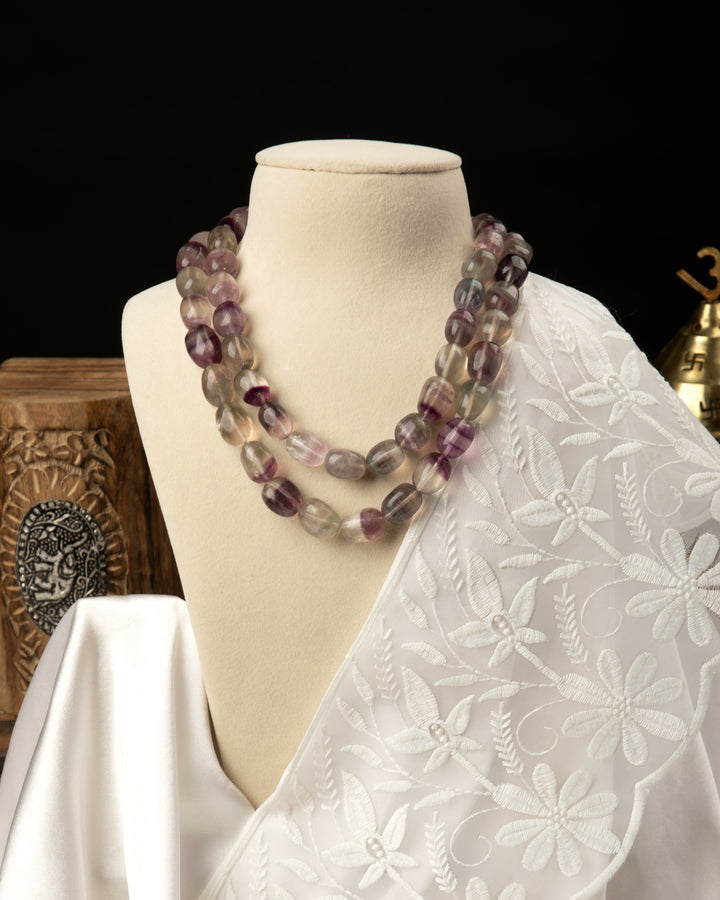 Neelambari, 2 Layer Amethyst Mala with Rare Natural Straitions | SHOBITAM
