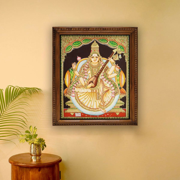 TANJORE PAINTING SARASWATHI 16*20-SHOBITAM