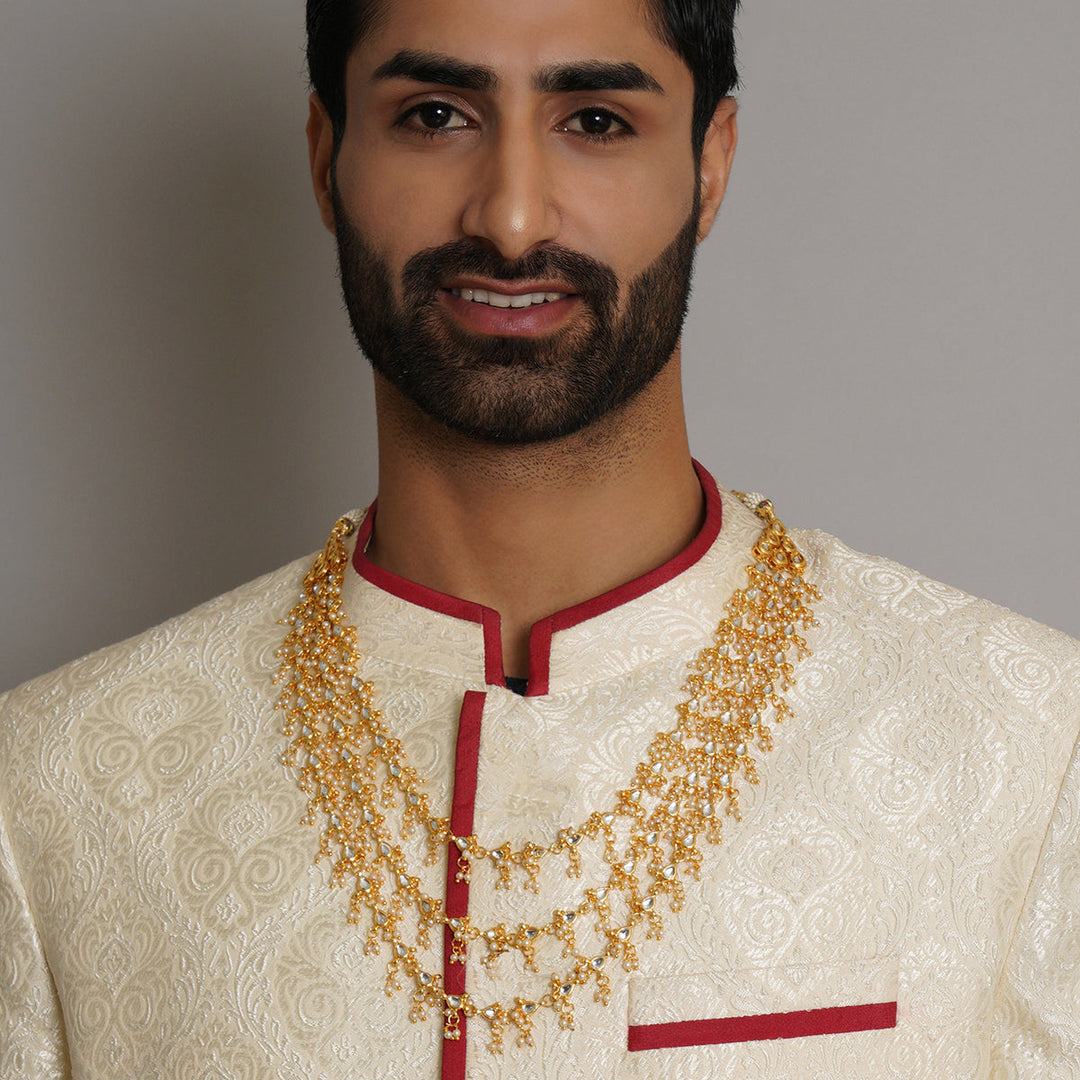Layered Pearl and Kundan Neckpiece | SHOBITAM