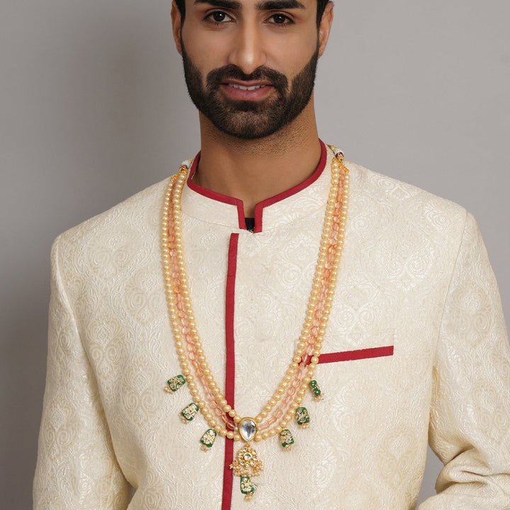 Long Kundan Neckpiece with Multi Stones | SHOBITAM