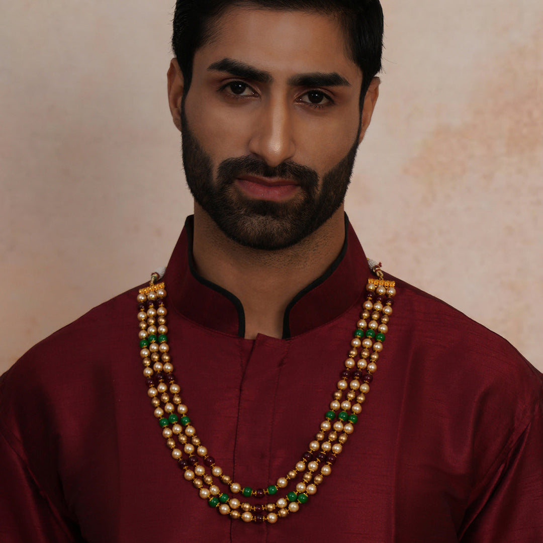 Multi Colored Pearl Layered Neckpiece | SHOBITAM