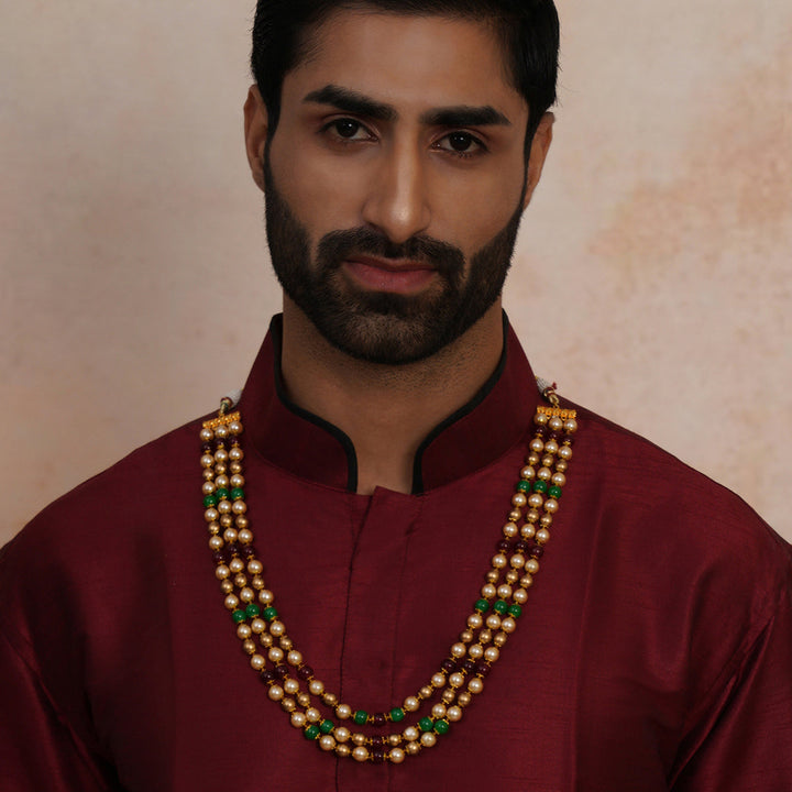 Multi Colored Pearl Layered Neckpiece | SHOBITAM