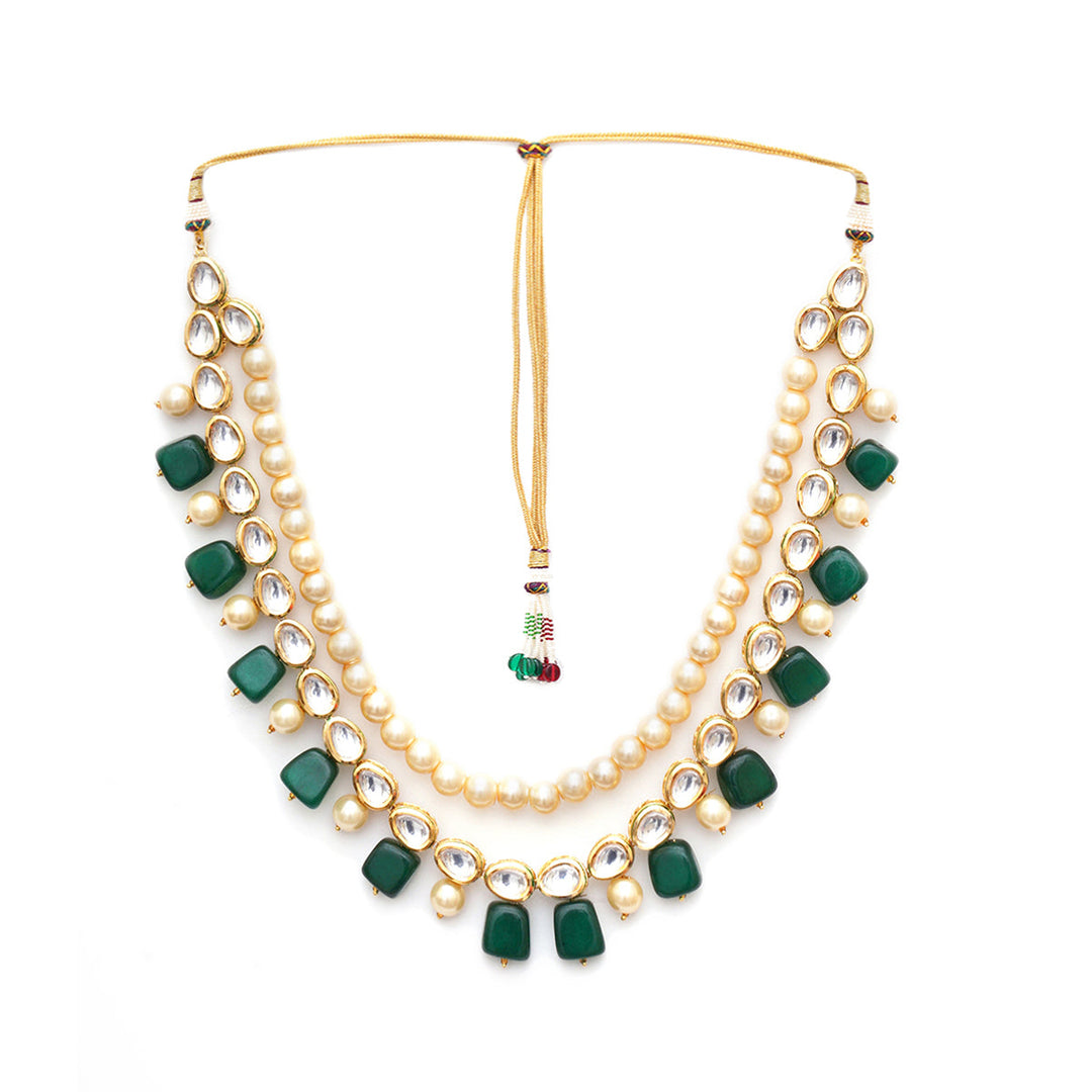 Green and Pearl Layered Groom Neckpiece | SHOBITAM
