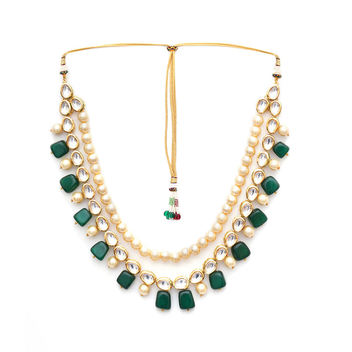 Green and Pearl Layered Groom Neckpiece | SHOBITAM