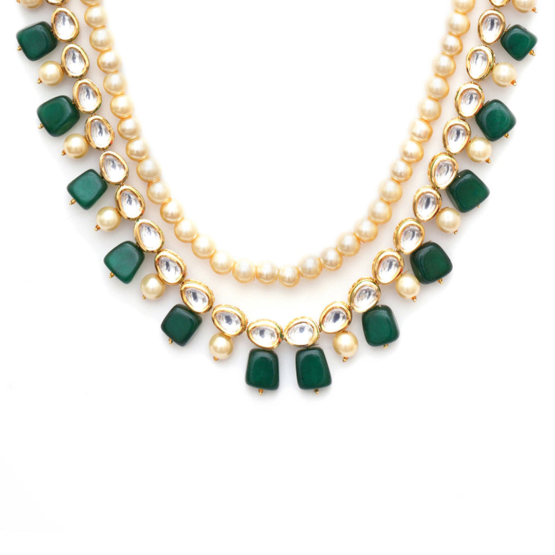 Green and Pearl Layered Groom Neckpiece | SHOBITAM