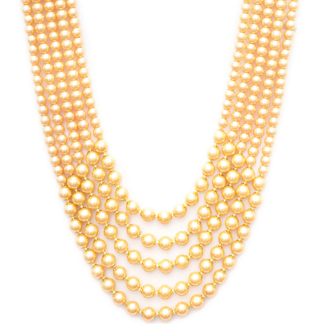 Deep Cream Beaded Layered Necklace for Men | SHOBITAM