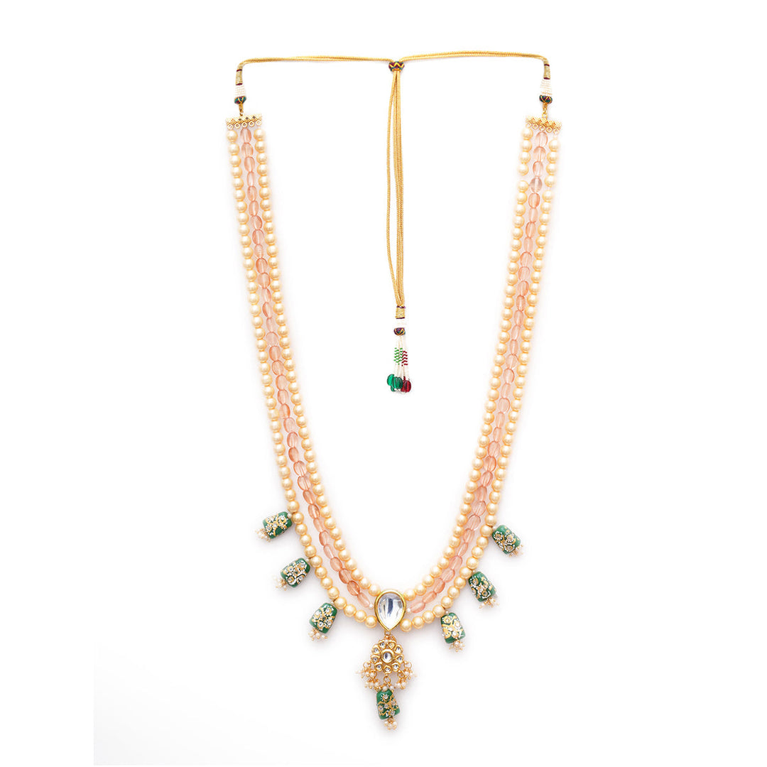 Long Kundan Neckpiece with Multi Stones | SHOBITAM