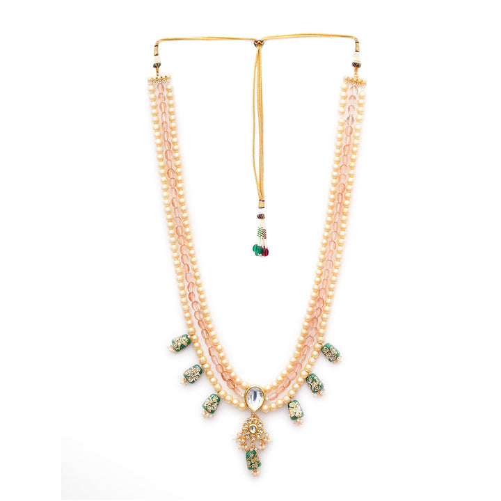 Long Kundan Neckpiece with Multi Stones | SHOBITAM