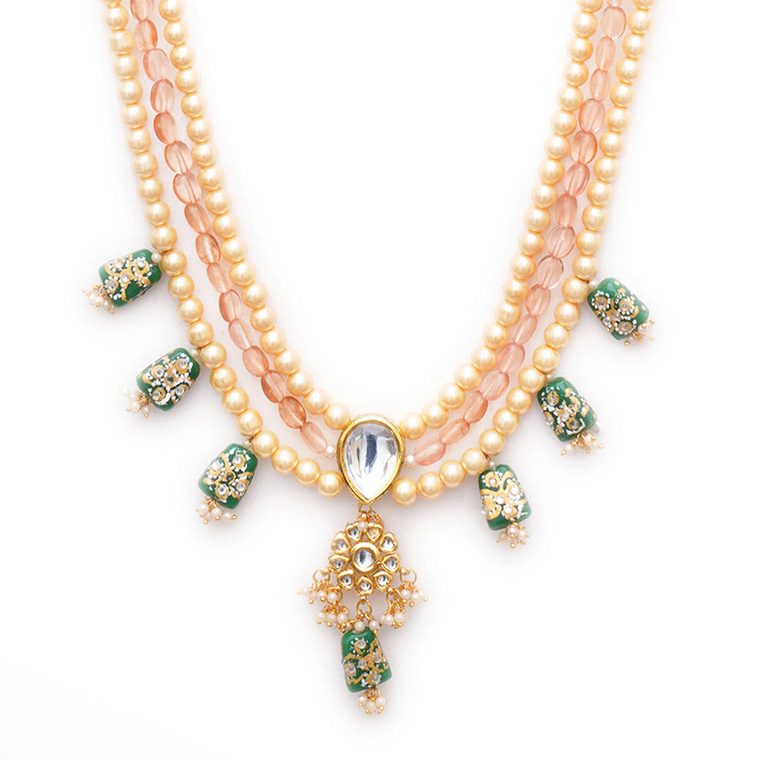 Long Kundan Neckpiece with Multi Stones | SHOBITAM