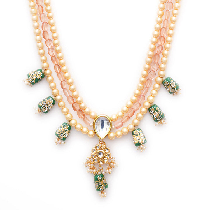 Long Kundan Neckpiece with Multi Stones | SHOBITAM