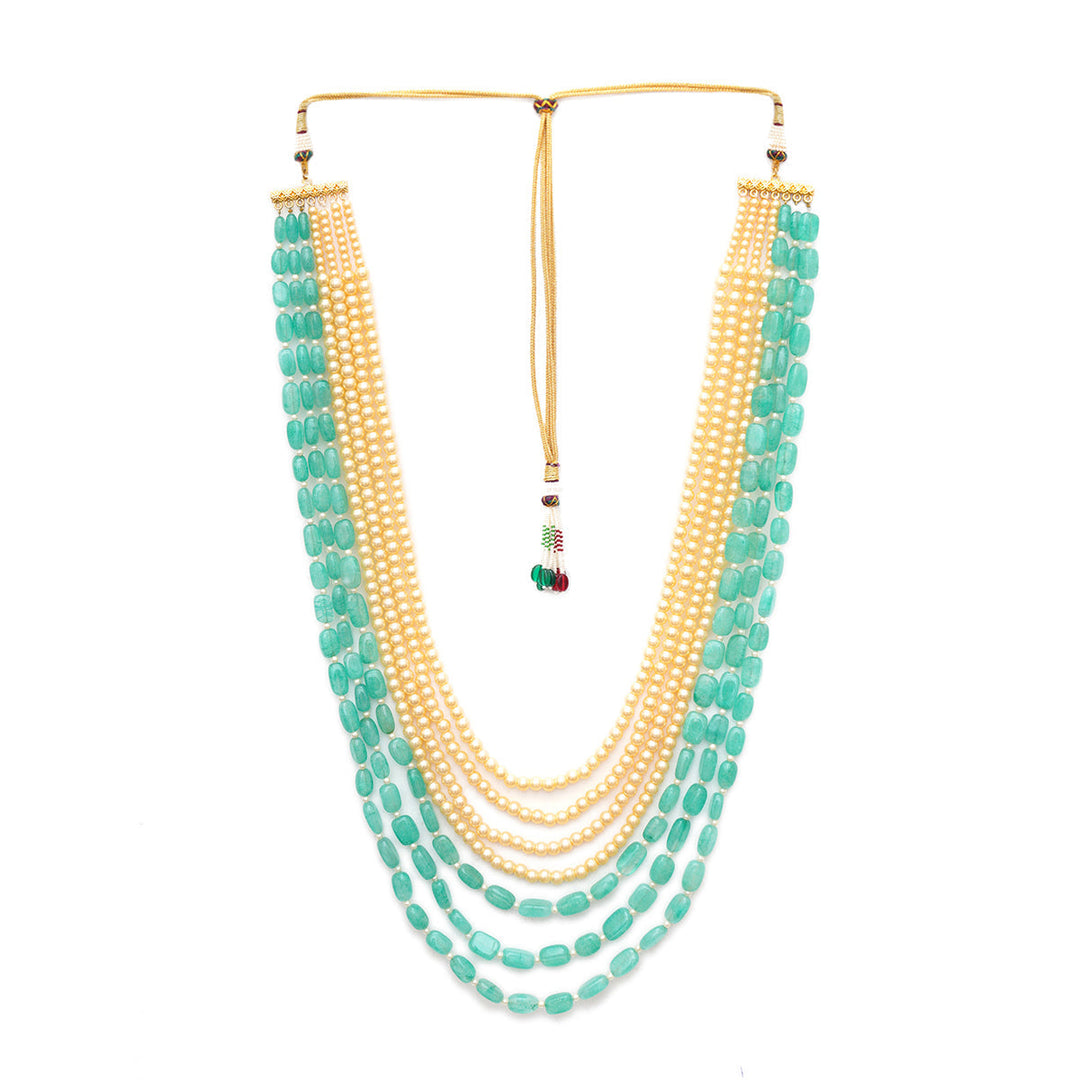 Green and Pearl Layered Groom Neckpiece | SHOBITAM