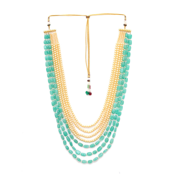 Green and Pearl Layered Groom Neckpiece | SHOBITAM