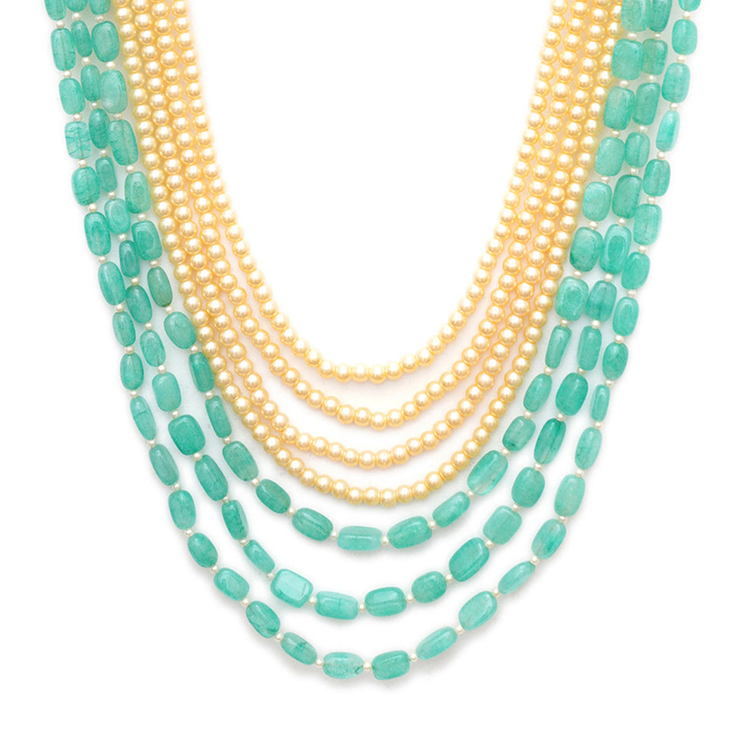 Green and Pearl Layered Groom Neckpiece | SHOBITAM