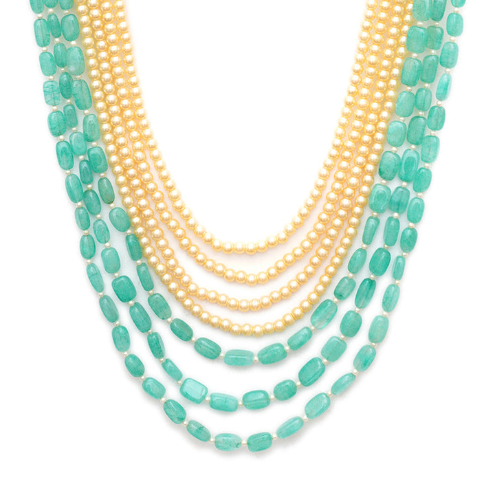 Green and Pearl Layered Groom Neckpiece | SHOBITAM