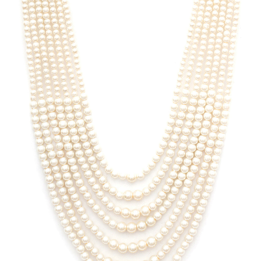 Pearl White Beaded Layered Necklace for Men | SHOBITAM
