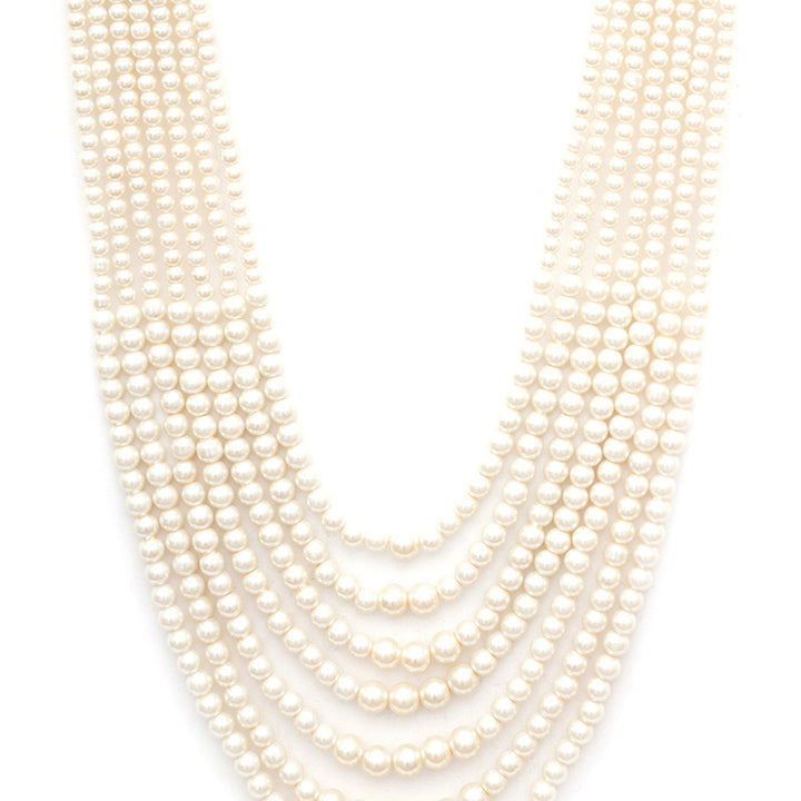 Pearl White Beaded Layered Necklace for Men | SHOBITAM