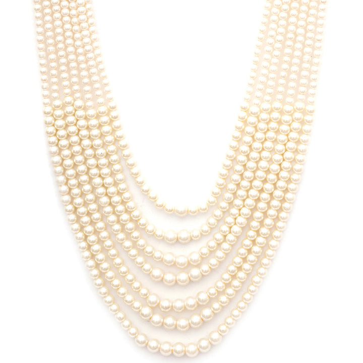 Pearl White Beaded Layered Necklace for Men | SHOBITAM
