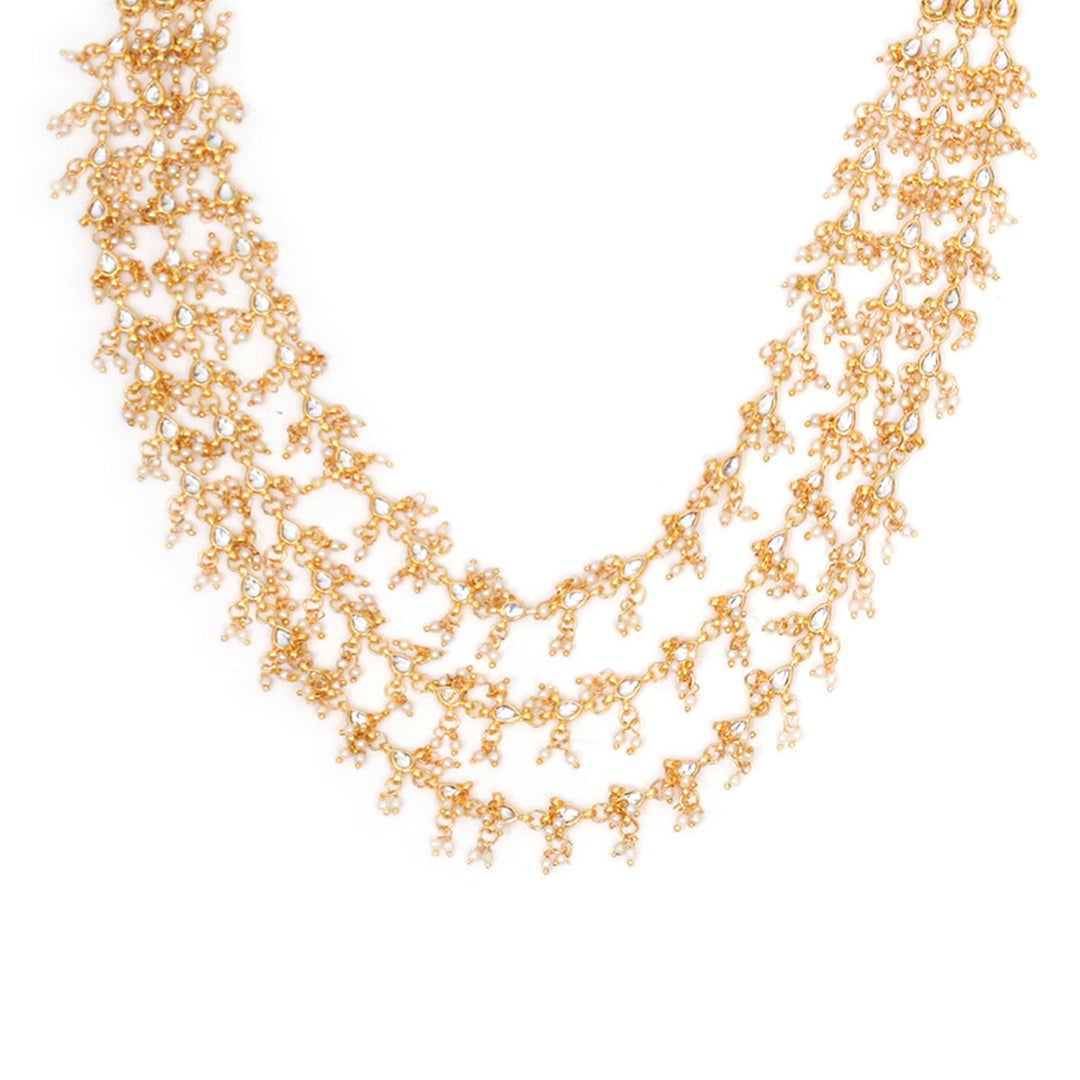 Layered Pearl and Kundan Neckpiece | SHOBITAM