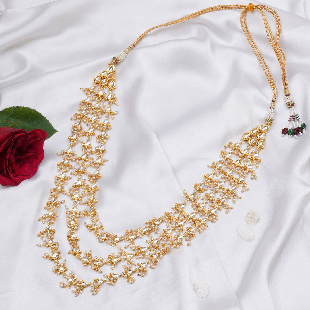 Layered Pearl and Kundan Neckpiece | SHOBITAM