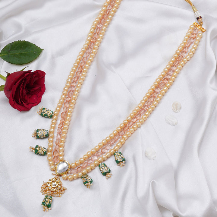 Long Kundan Neckpiece with Multi Stones | SHOBITAM