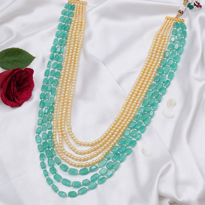 Green and Pearl Layered Groom Neckpiece | SHOBITAM