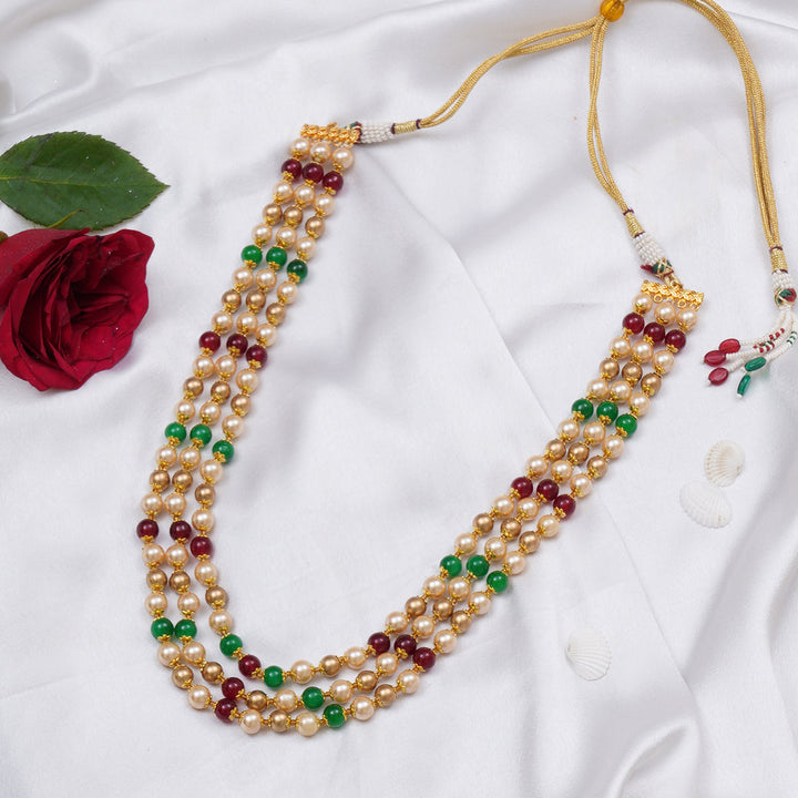 Multi Colored Pearl Layered Neckpiece | SHOBITAM