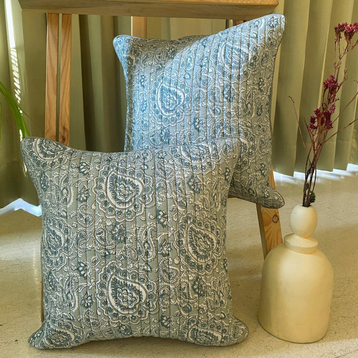 Matilda Quilted Cushion Covers, 16" x 16", Pack of 2 |SHOBITAM