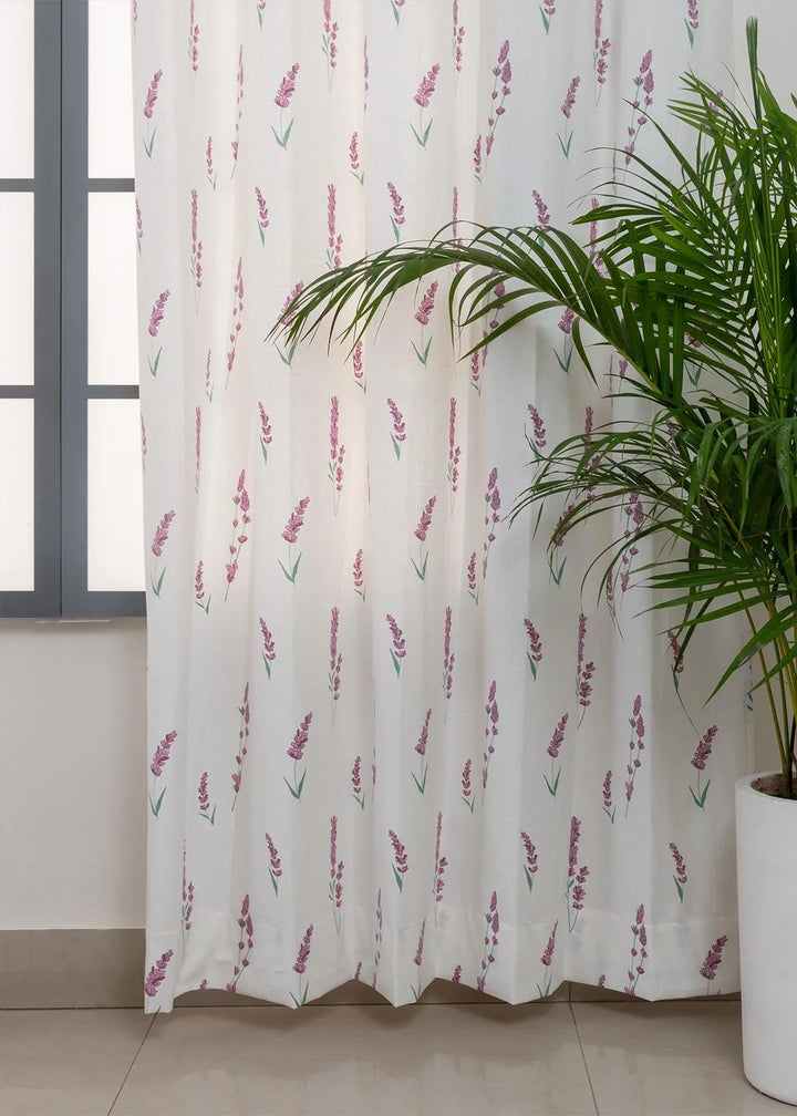 Lavender Blooms 100% cotton floral curtain for kids room -Customizable for size, lining and headers