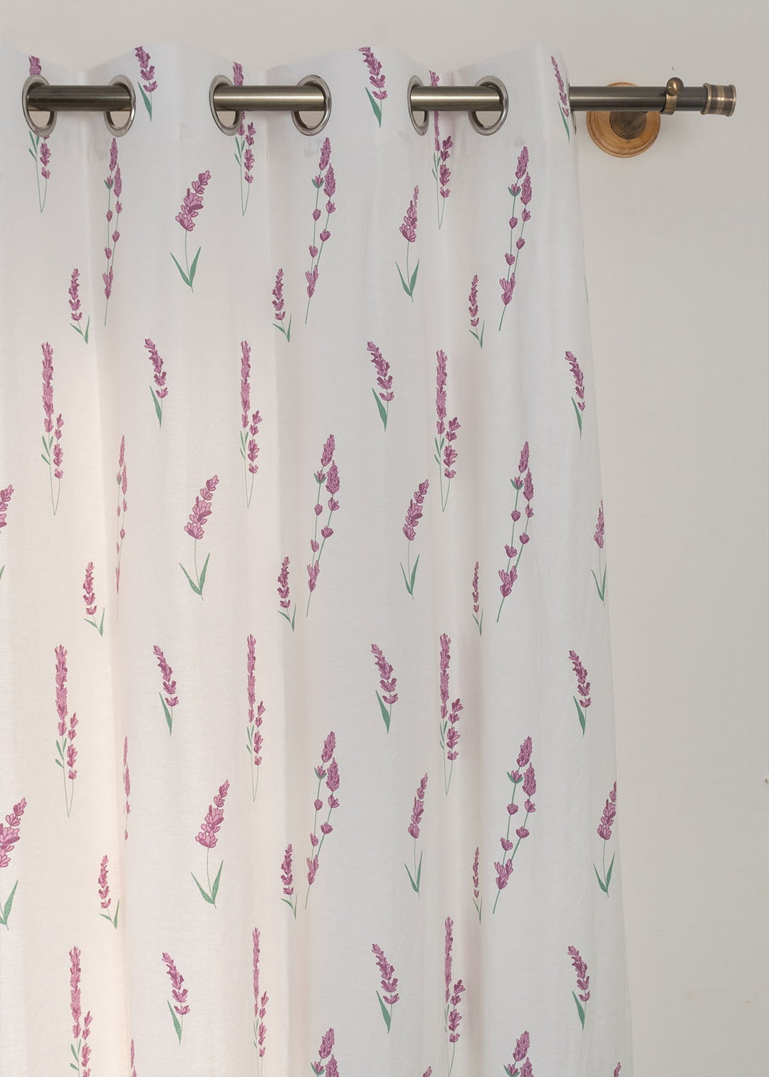 Fields of Lavender 100% cotton floral curtain for kids room - Light Reduction - Lavender - Single Piece | SHOBITAM