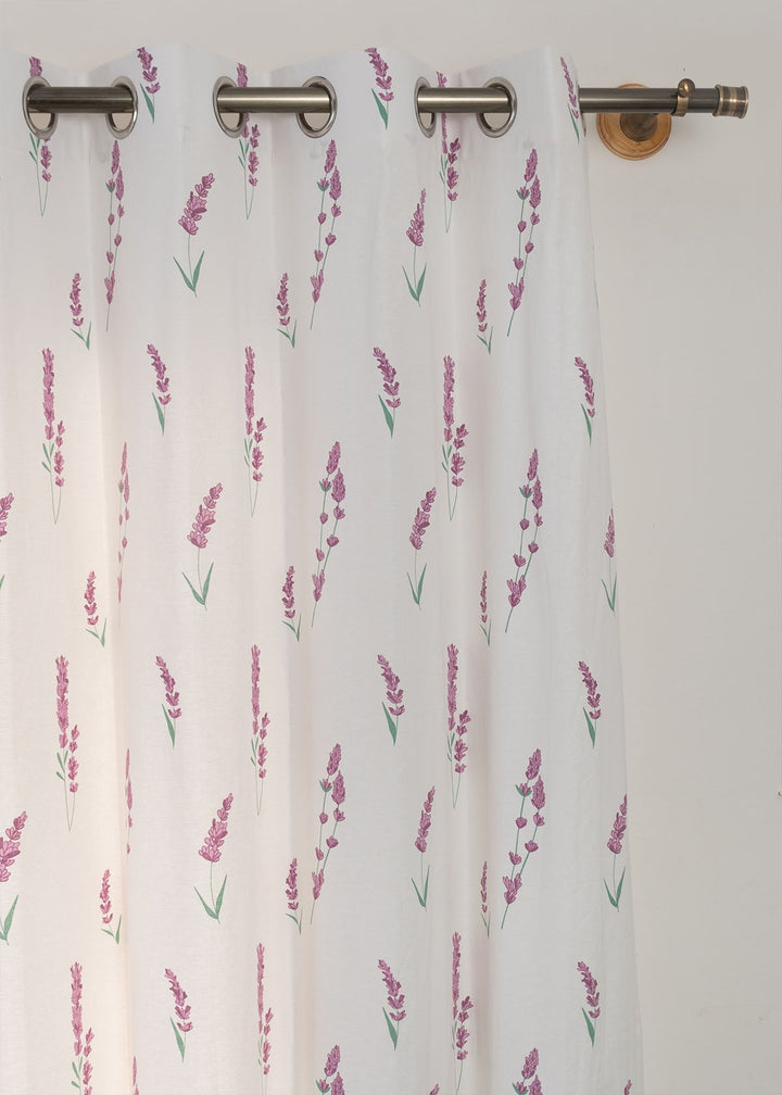 Fields of Lavender 100% cotton floral curtain for kids room - Light Reduction - Lavender - Single Piece | SHOBITAM