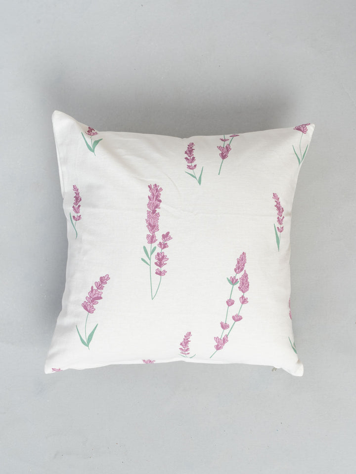 Fields Lavender Floral Printed Cushion Cover for Sofa– 100% Cotton | SHOBITAM