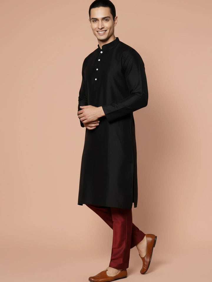 Black Solid Kurta Trouser Set | SHOBITAM