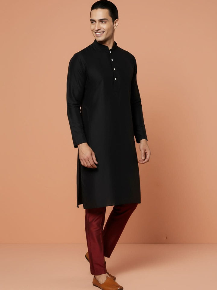 Black Solid Kurta Trouser Set | SHOBITAM