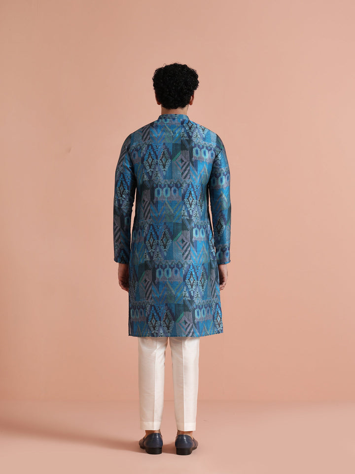 Blue Geometric Printed Kurta | SHOBITAM