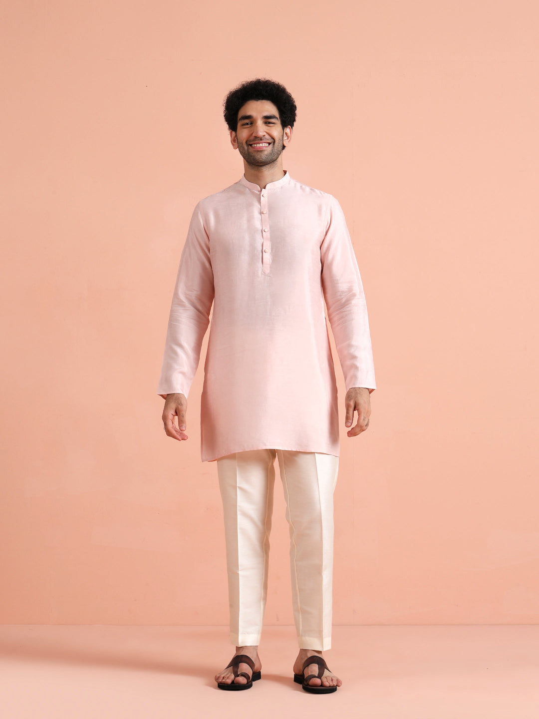Solid Pink Mid Kurta | SHOBITAM