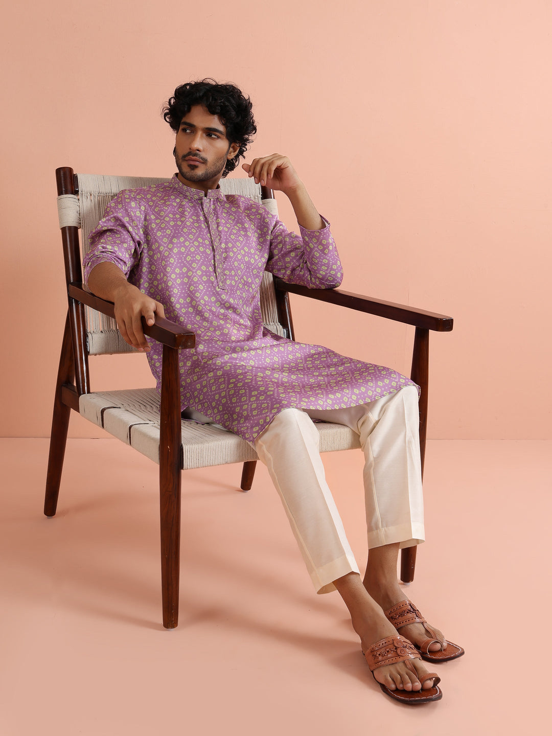 Lilac Geometric Printed Kurta | SHOBITAM