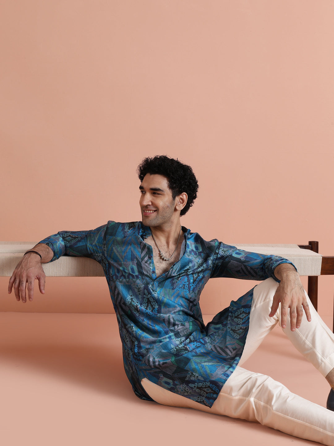 Blue Geometric Printed Kurta | SHOBITAM