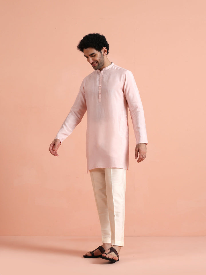 Solid Pink Mid Kurta | SHOBITAM