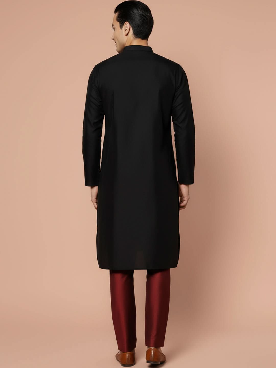 Black Solid Kurta Trouser Set | SHOBITAM