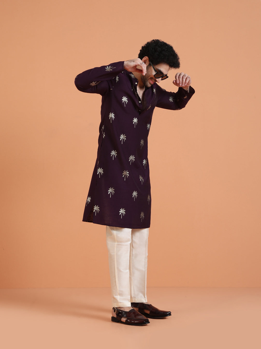 Maroon Cotton Silk Printed Kurta | SHOBITAM