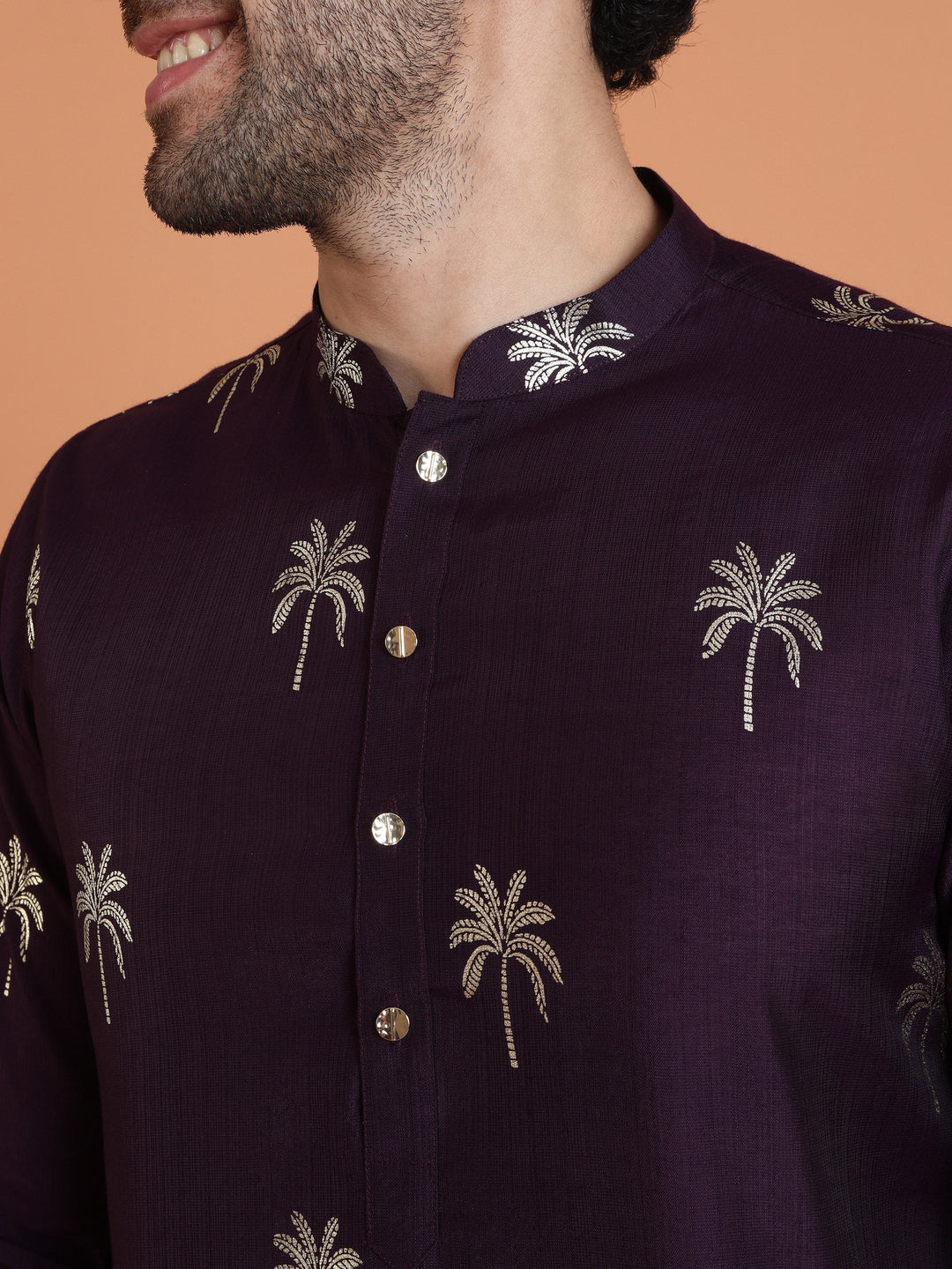 Maroon Cotton Silk Printed Kurta | SHOBITAM