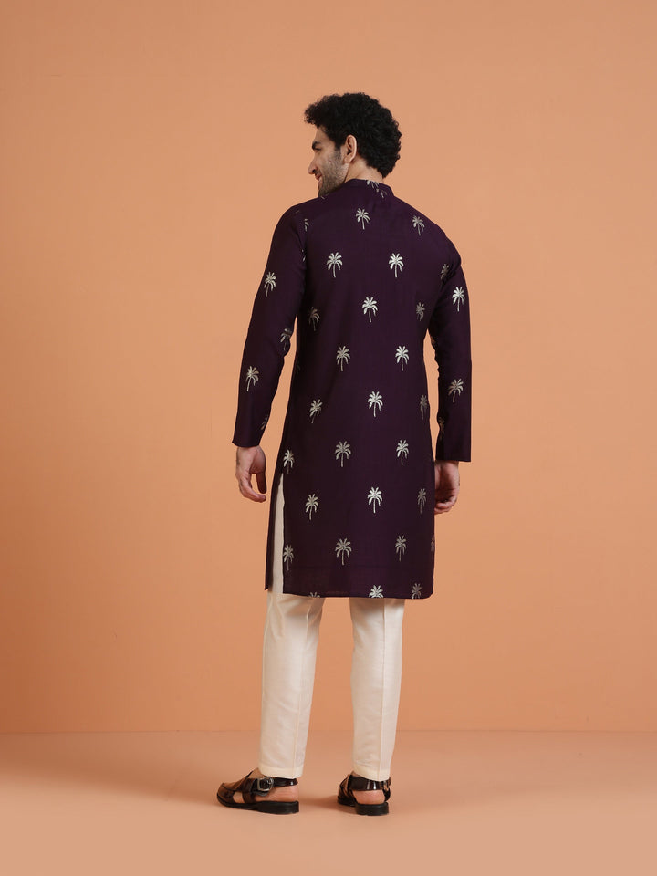 Maroon Cotton Silk Printed Kurta | SHOBITAM