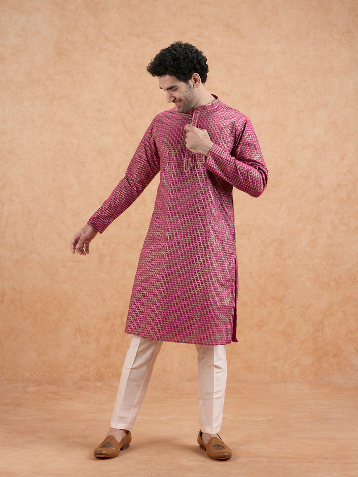 Magenta Silk Blend Kurta Set | SHOBITAM