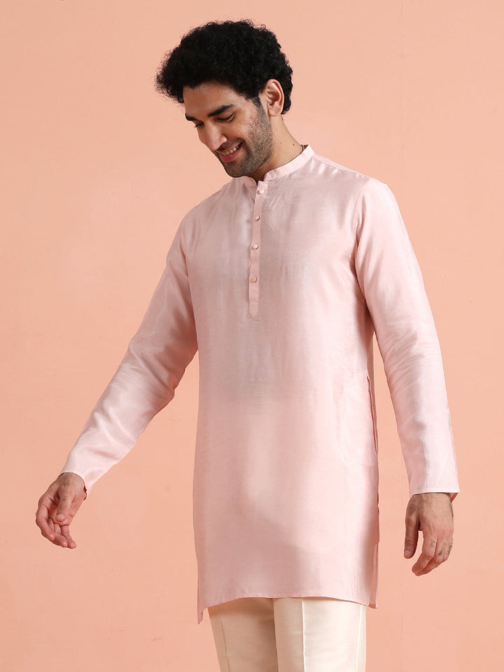 Solid Pink Mid Kurta | SHOBITAM