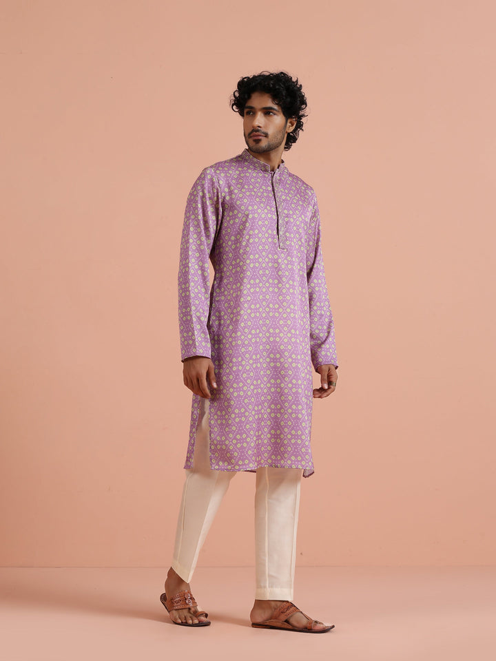 Lilac Geometric Printed Kurta | SHOBITAM