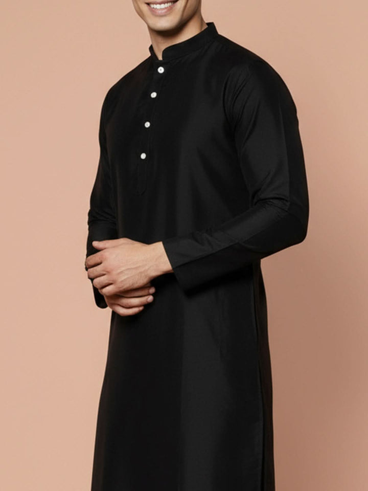 Black Solid Kurta Trouser Set | SHOBITAM