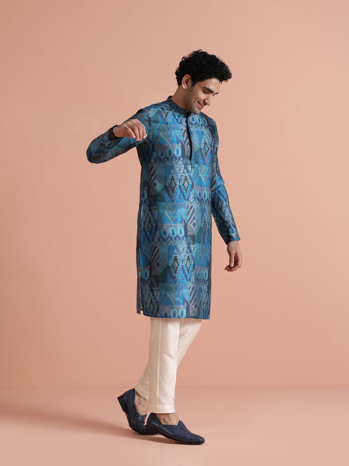 Blue Geometric Printed Kurta | SHOBITAM