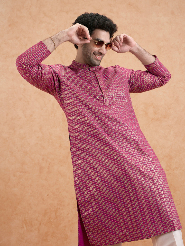 Magenta Silk Blend Kurta Set | SHOBITAM